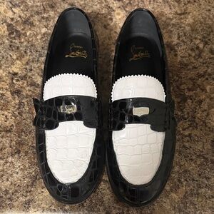 Christian Louboutin Two-Tone Croc-Embossed Loafers Ladies Size 40.
